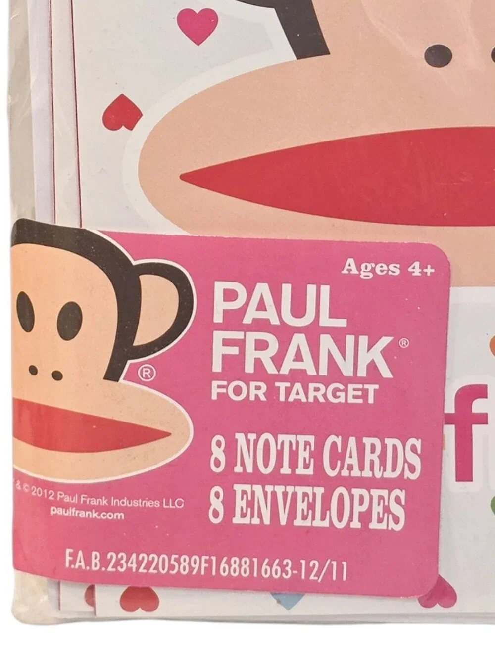 Paul Frank For Target Julius Monkey 8 Note Cards & Envelopes Limited Edition Set